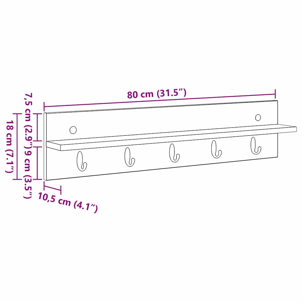 vidaXL Wandmontierter nachttisch Beton Grau 80 x 10,5 x 18 cm