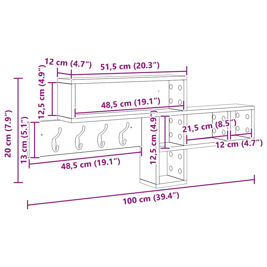 vidaXL Wandmontierter nachttisch Weiß 100 x 12 x 43,5 cm Holzwerkstoff