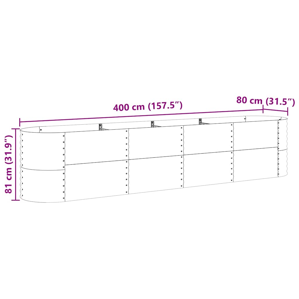 vidaXL Hochbeet Braun 400 x 80 x 81 cm Stahl