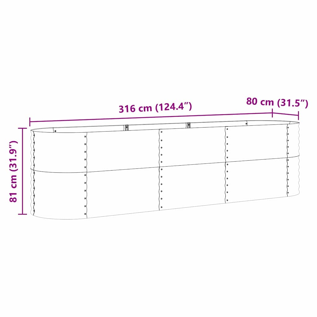 vidaXL Hochbeet Braun 320 x 80 x 81 cm Stahl