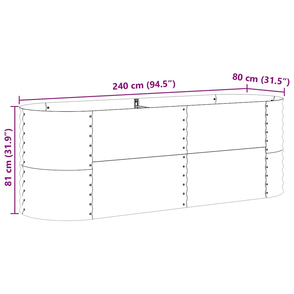 vidaXL Hochbeet Braun 240 x 80 x 81 cm Stahl