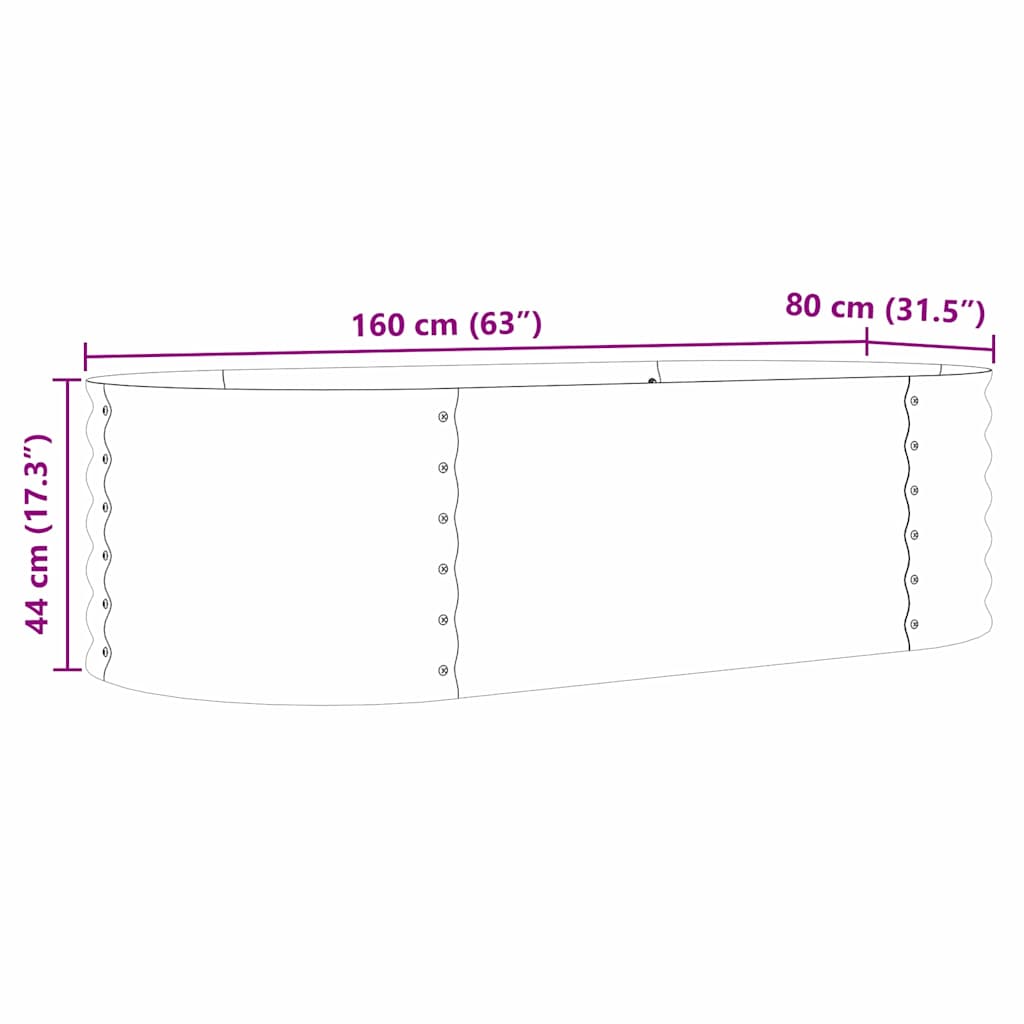vidaXL Hochbeet Braun 160 x 80 x 44 cm Stahl