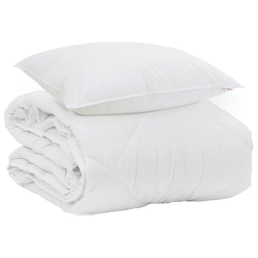 vidaXL Couette d'été avec oreiller 2 pcs Blanc Microfibre