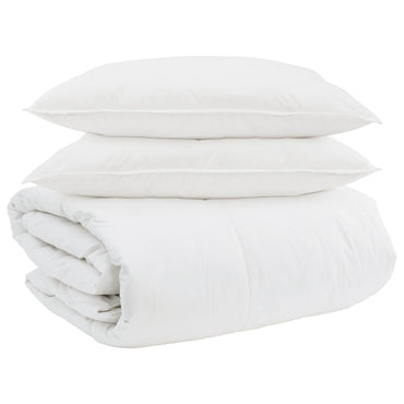 vidaXL Ensemble de housses de couette avec oreillers 3 pcs Blanc Plume et Duvet
