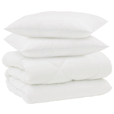 vidaXL Winterbettdecke mit Kissen 3 pcs Weiß Mikrofaser