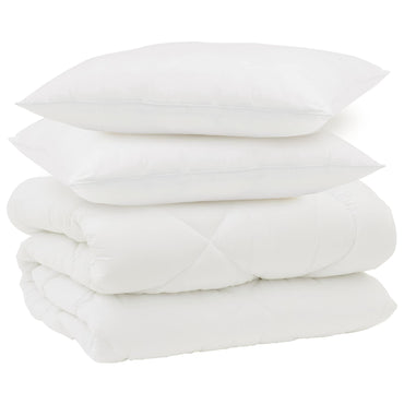 vidaXL Winterbettdecke mit Kissen 3 pcs Weiß Mikrofaser