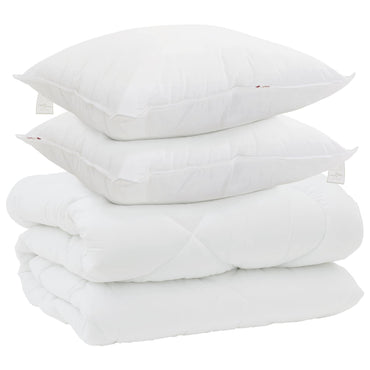 vidaXL Winterbettdecke mit Kissen 3 pcs Weiß Mikrofaser