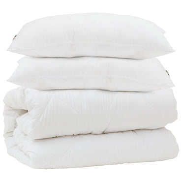 vidaXL Parure de lit 3 pcs Blanc Microfibre et Plumes de duvet