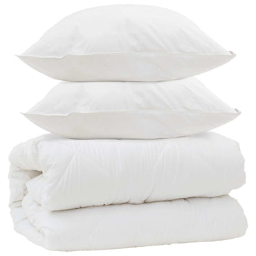 vidaXL Couverture avec coussin avec coussin 3 pcs Blanc Microfibre