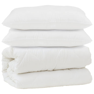 vidaXL Couette avec oreiller 3 pcs Blanc Microfibre