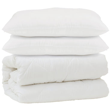 vidaXL Couette avec oreiller 3 pcs Blanc Microfibre