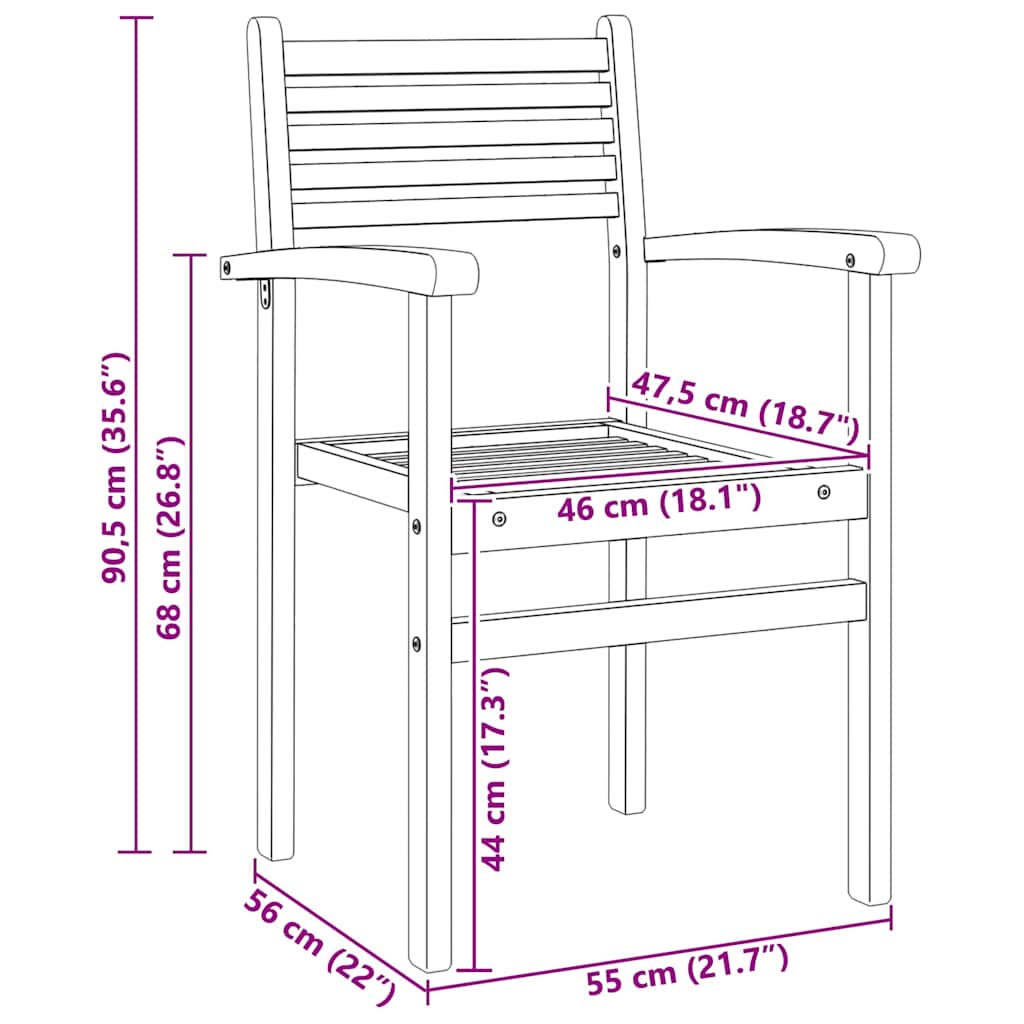 vidaXL Stuhl 6 pcs Braun 56 x 55 x 90,5 cm Massivholz Teak