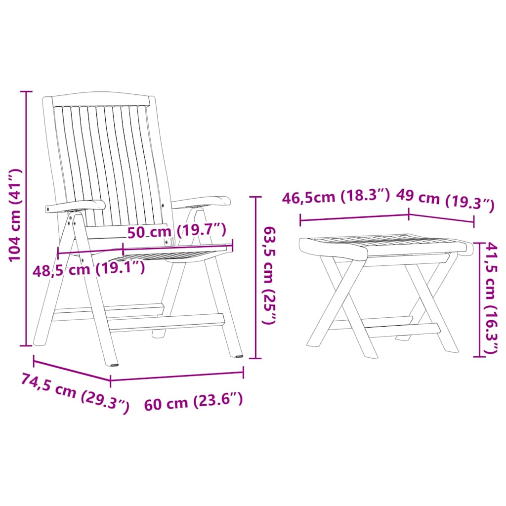 vidaXL Garten Essgruppe 4 pcs Braun Massivholz Teak