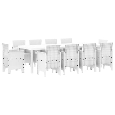 vidaXL Garten Essgruppe 11 pcs Weiß Polypropylen