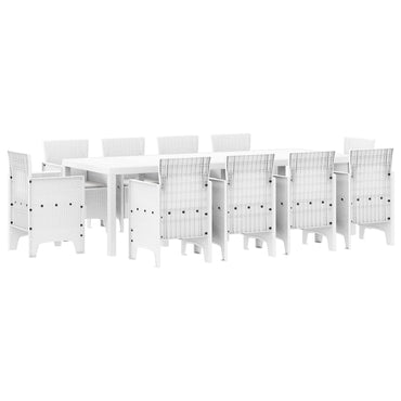 vidaXL Garten Essgruppe 11 pcs Weiß Polypropylen