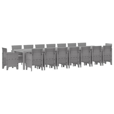 vidaXL Ensemble repas de jardin avec coussins 17 pcs Gris clair PP