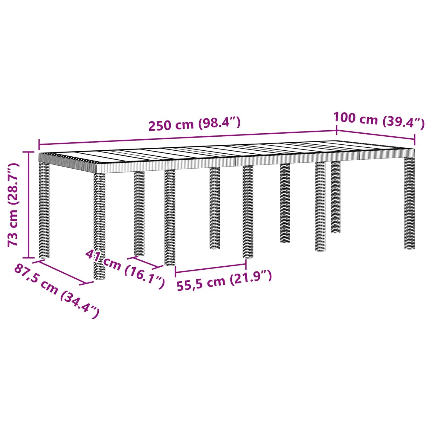 vidaXL Garten Essgruppe 9 pcs Weiß Polypropylen