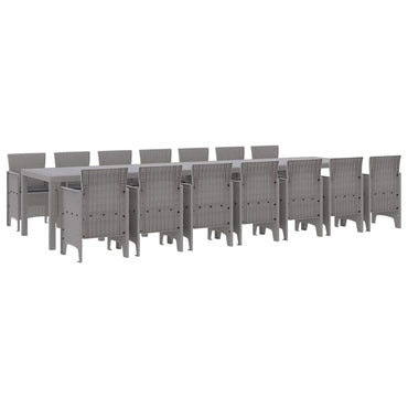 vidaXL Garten-Esszimmergarnitur mit Kissen 15 pcs Hellgrau PP