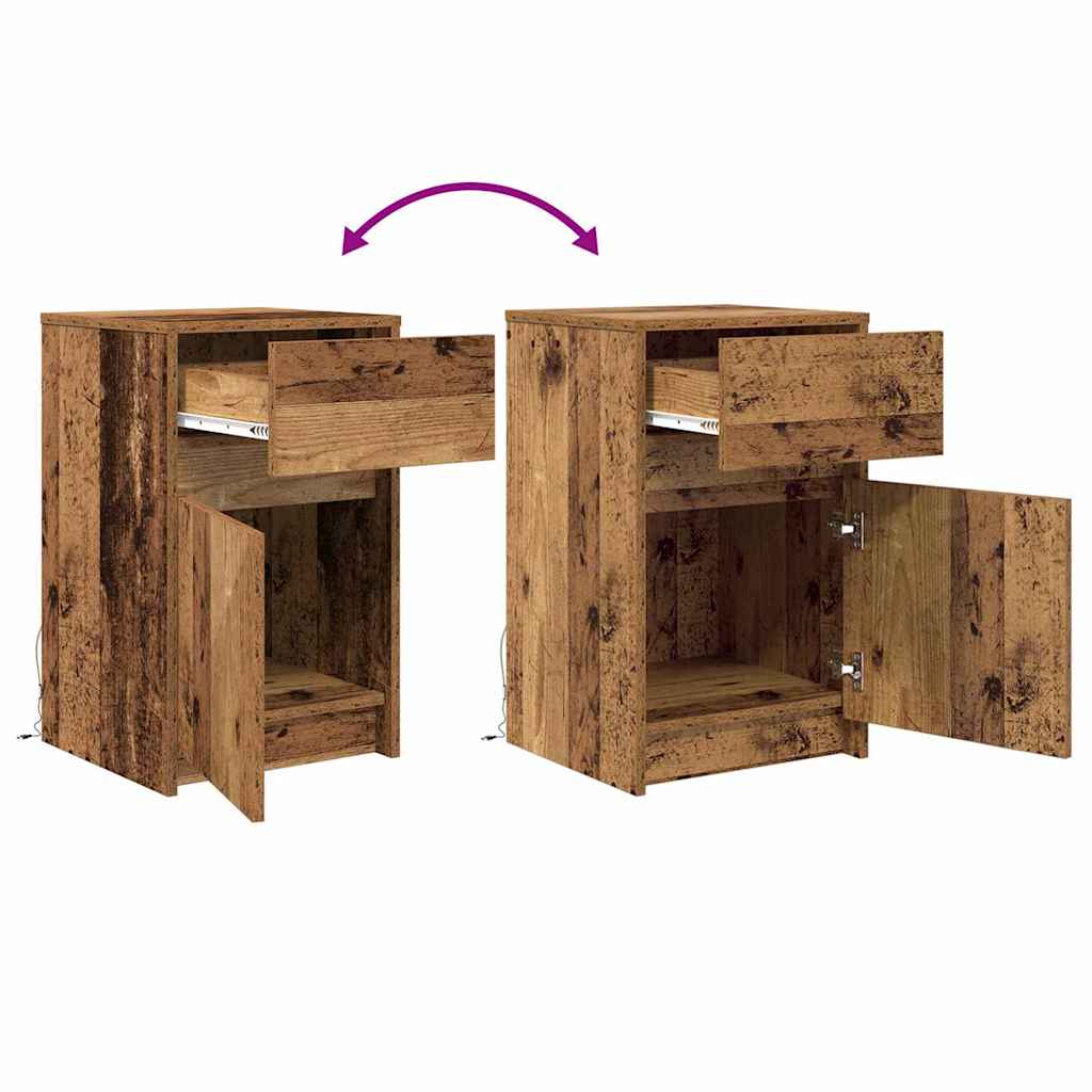 vidaXL LED Nachttisch 2 pcs Altholz 38 x 34 x 61 cm Holzwerkstoff