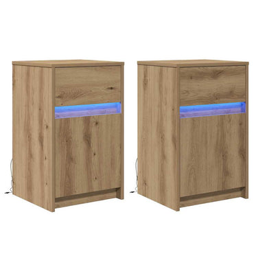 vidaXL LED Nachttisch 2 pcs Artisan-Eiche 38 x 34 x 61 cm