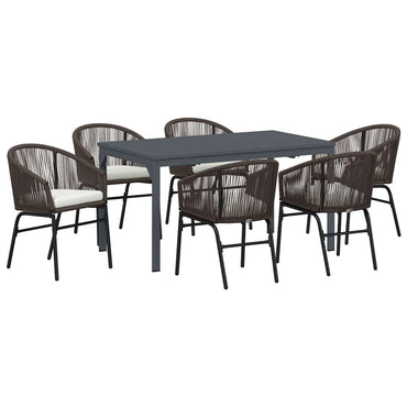 vidaXL Set de salle à manger de jardin 7 pcs Résine tressée marron