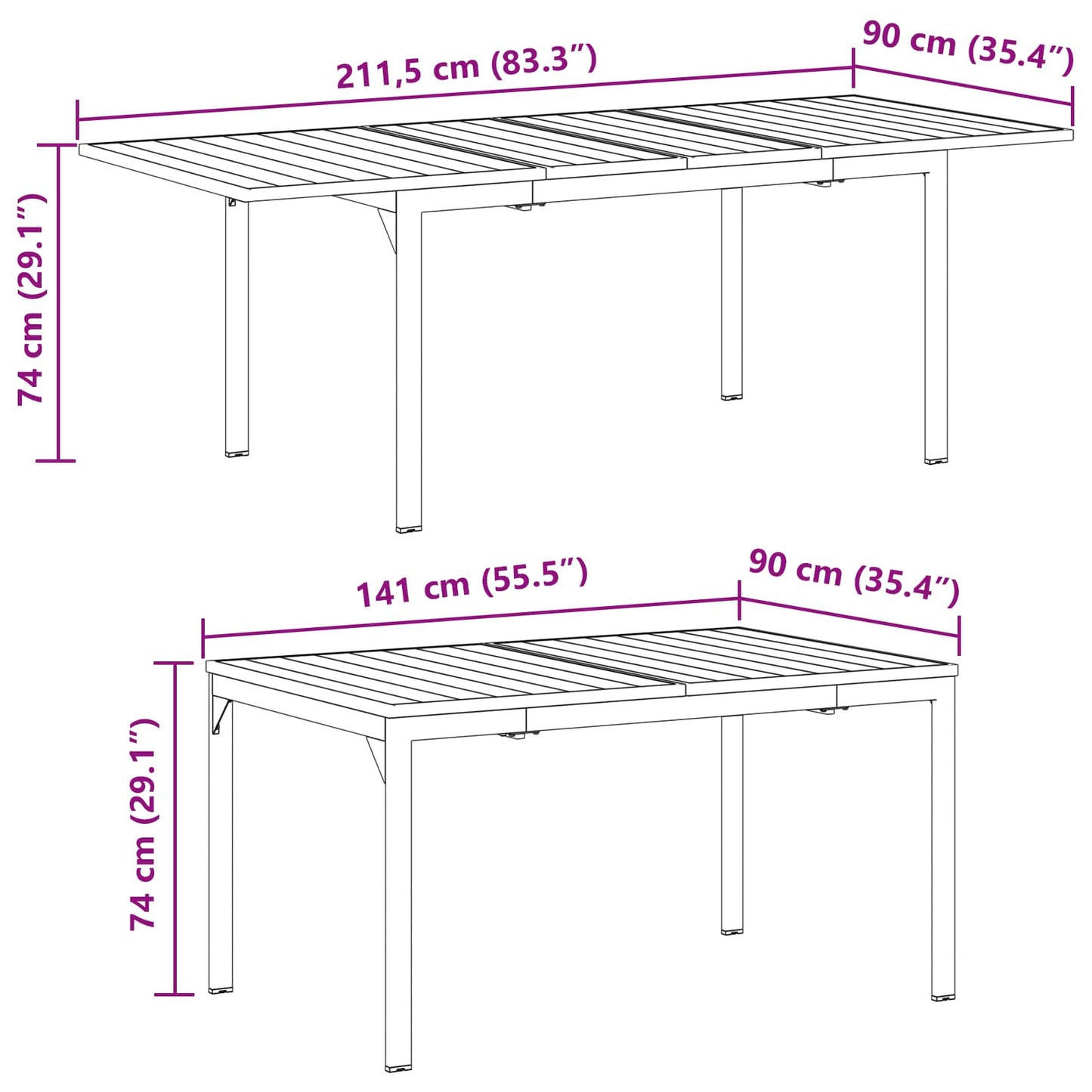 Garten Essgruppe 11 pcs Anthrazit Pulverbeschichteter Stahl