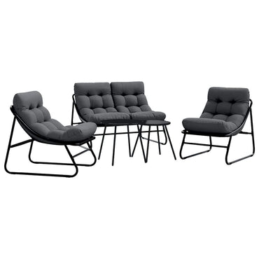 vidaXL Garten Essgruppe 5 pcs Schwarz Stahl