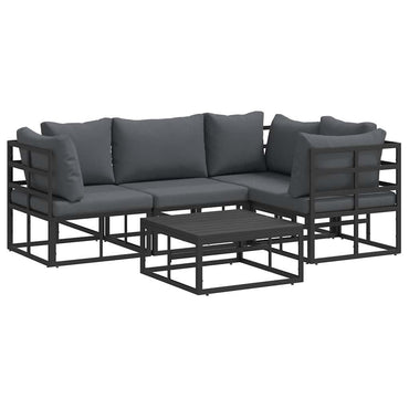 vidaXL Ensemble de canapés de jardin avec coussins 5 pcs Aluminium Noir