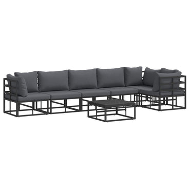 vidaXL Salon de jardin avec coussins 7 pcs Noir Aluminium
