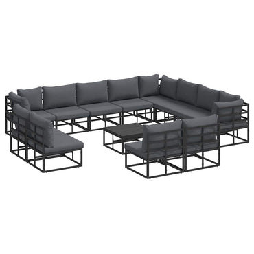 vidaXL Salon de jardin avec coussins 13 pcs Noir Aluminium