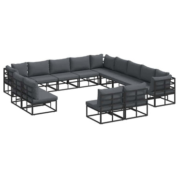 vidaXL Salon de jardin avec coussins 13 pcs Noir Aluminium