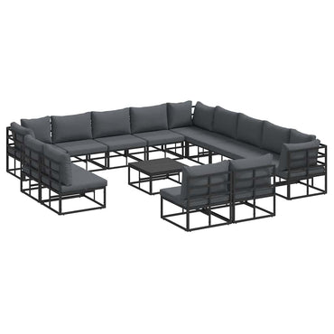vidaXL Salon de jardin avec coussins 14 pcs Noir Aluminium