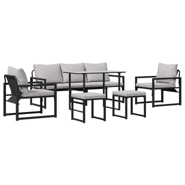 vidaXL Gartensofa-set mit Kissen 6 pcs Schwarz Stahl