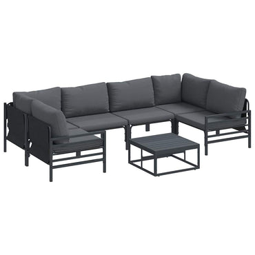 vidaXL Gartensofa-set mit Kissen 7 pcs Schwarz Stahl