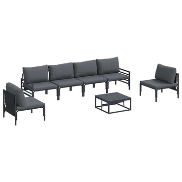 vidaXL Ensemble de canapés de jardin avec coussins 7 pcs Noir Acier