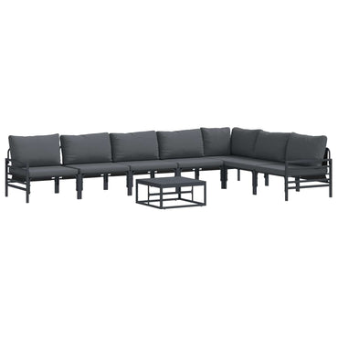 vidaXL Gartensofa-set mit Kissen 8 pcs Schwarz Stahl