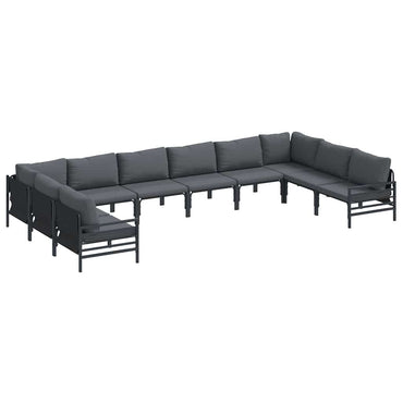 vidaXL Gartensofa-set mit Kissen 10 pcs Schwarz Stahl