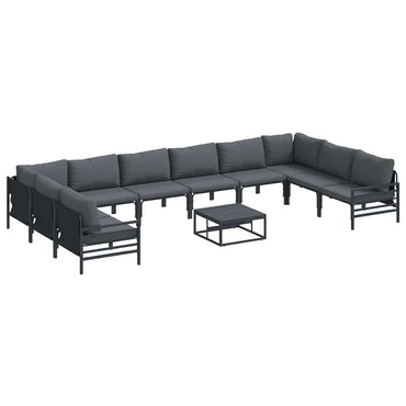 vidaXL Gartensofa-set mit Kissen 11 pcs Schwarz Stahl