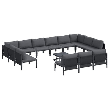 vidaXL Ensemble de canapés de jardin avec coussins 14 pcs Acier noir