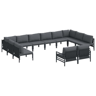 vidaXL Salon de jardin avec coussins 12 pcs Noir Acier