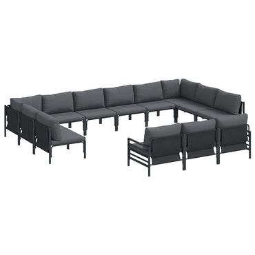 vidaXL Salon de jardin avec coussins 13 pcs Acier Noir