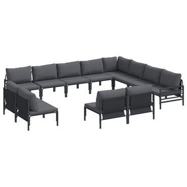 vidaXL Ensemble de canapés de jardin avec coussins 12 pcs Acier noir