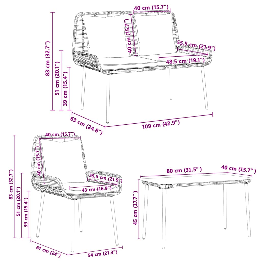 vidaXL Salon de jardin avec coussins 4 pcs Noir et crème Résine tressée