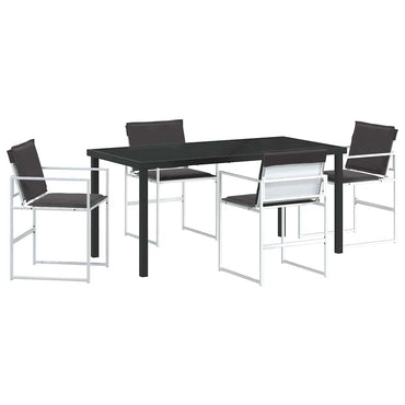vidaXL Garten Essgruppe 5 pcs Weiß Pulverbeschichteter Stahl