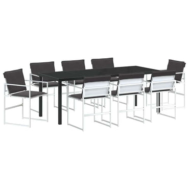 vidaXL Garten Essgruppe 9 pcs Weiß Pulverbeschichteter Stahl