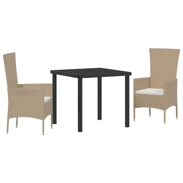 vidaXL Salon de jardin avec coussins 3 pcs Beige Résine tressée