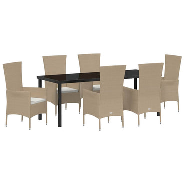 vidaXL Salle à manger de jardin avec coussins 7 pcs Beige résine tressée