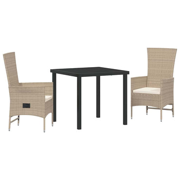 vidaXL Salon de jardin avec coussins 3 pcs Beige Résine tressée
