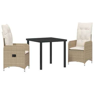 vidaXL Salon de jardin avec coussins 3 pcs Beige Résine tressée
