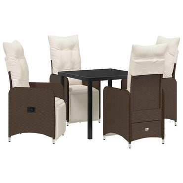 vidaXL Garten Essgruppe mit Kissen 5 pcs Braun Poly-Rattan